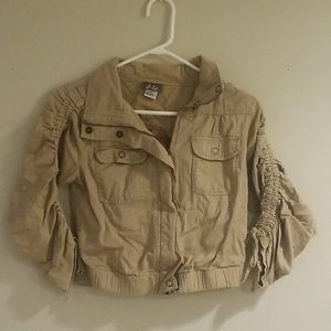 ♡ Womans juniors tan zip up top/jacket small